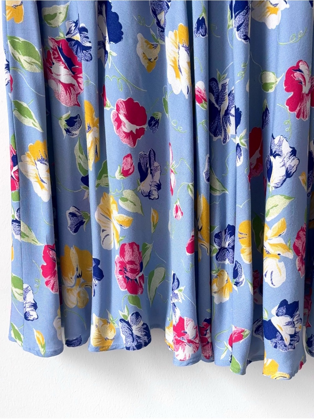 Vintage 80s Ralph Lauren Blue Label 100% Rayon Floral Skirt Size 10 Challis